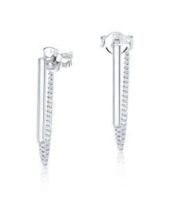 Straight Bar with Chain Silver Stud Earring STS-838